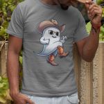 Camiseta Básica Masculina Fantasma Cowboy 100% Algodão Premium - Chumbo
