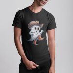 Camiseta Básica Masculina Fantasma Cowboy 100% Algodão Premium - Preto