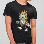 Camiseta Básica Masculina Dinheiro Em Chamas 100% Algodão Premium - Preto