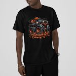 Camiseta Básica Masculina Halloween Monster Truck 100% Algodão Premium - Preto