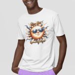 Camiseta Básica Masculina Sol Engraçado Trocadilho 100% Algodão Premium - Branco