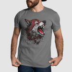 Camiseta Básica Masculina Lobo Solitário 100% Algodão Premium - Chumbo