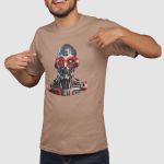 Camiseta Básica Masculina Robô Androide Inteligência Artificial 100% Algodão Premium - Caqui