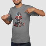 Camiseta Básica Masculina Robô Androide Inteligência Artificial 100% Algodão Premium - Chumbo