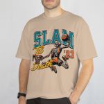 Camiseta Básica Masculina Esqueleto Basquete Slam 100% Algodão Premium - Caqui