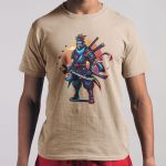 Camiseta Básica Masculina Samurai Ninja 100% Algodão Premium - Caqui