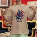 Camiseta Básica Masculina Samurai Ninja 100% Algodão Premium - Caqui