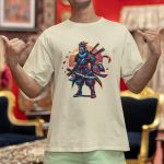 Camiseta Básica Masculina Samurai Ninja 100% Algodão Premium - Off White