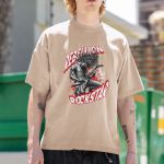 Camiseta Básica Masculina Punk Rockstar 100% Algodão Premium - Caqui