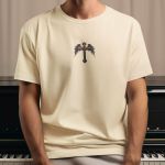 Camiseta Básica Masculina Crucifixo Cristão Frente e Costas 100% Algodão Premium - Off White