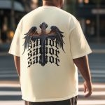 Camiseta Básica Masculina Crucifixo Cristão Frente e Costas 100% Algodão Premium - Off White
