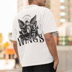Camiseta Masculina Anjo Bíblico Wings Costas 100% Algodão Premium - Branco