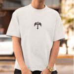 Camiseta Masculina Anjo Bíblico Wings Costas 100% Algodão Premium - Branco