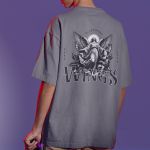 Camiseta Masculina Anjo Bíblico Wings Costas 100% Algodão Premium - Chumbo