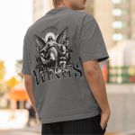 Camiseta Masculina Anjo Bíblico Wings Costas 100% Algodão Premium - Chumbo