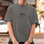 Camiseta Masculina Anjo Bíblico Wings Costas 100% Algodão Premium - Chumbo