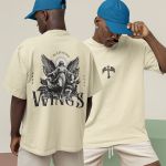 Camiseta Masculina Anjo Bíblico Wings Costas 100% Algodão Premium - Off White