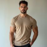 Camiseta Básica Masculina Lisa 100% algodão 30.1 (CM01-LISA) - Caqui