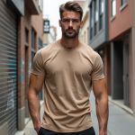 Camiseta Básica Masculina Lisa 100% algodão 30.1 (CM01-LISA) - Caqui