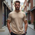 Camiseta Básica Masculina Lisa 100% algodão 30.1 (CM01-LISA) - Caqui