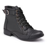 Coturno Feminino Estilo Militar Bota Cano Médio Preto