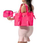 Bolsa Sacola Feminina Moda Praia De Ombro Com Necessaire Rosa KP101-GG 