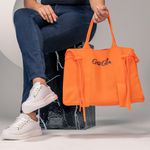 Bolsa Sacola Feminina Moda Praia De Ombro Com Necessaire Laranja KP101-GG 