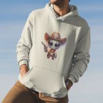 Moletom Unissex Canguru Alien Cowboy Com Capuz - Off White