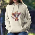 Moletom Unissex Canguru Alien Cowboy Com Capuz - Off White