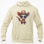 Moletom Unissex Canguru Alien Cowboy Com Capuz - Off White