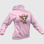 Moletom Unissex Canguru Alien Cowboy Com Capuz - Rosa Bebê