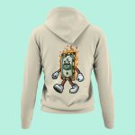 Moletom Unissex Canguru Com Capuz Dinheiro Em Chamas - Off White
