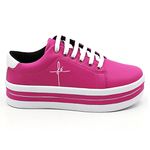 Tênis Feminino Rosa Bordado Fé Plataforma Flatform Com Tiras