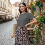 Camiseta Cropped Feminina Algodão Premium Conforto e Estilo Moderno - Chumbo