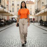 Camiseta Cropped Feminina Algodão Premium Conforto e Estilo Moderno - Laranja
