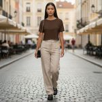 Camiseta Cropped Feminina Algodão Premium Conforto e Estilo Moderno - Marrom