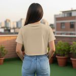 Camiseta Cropped Feminina Algodão Premium Conforto e Estilo Moderno - Caqui
