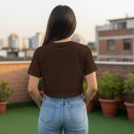 Camiseta Cropped Feminina Algodão Premium Conforto e Estilo Moderno - Marrom