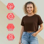 Camiseta Cropped Feminina Algodão Premium Conforto e Estilo Moderno - Marrom