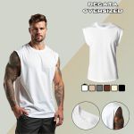 Camiseta Regata Masculina Machão Muscle Lisa 100% Algodão Premium - Branco