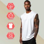Camiseta Regata Masculina Machão Muscle Lisa 100% Algodão Premium - Branco