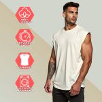 Camiseta Regata Masculina Machão Muscle Lisa 100% Algodão Premium - Off White