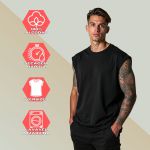 Camiseta Regata Masculina Machão Muscle Lisa 100% Algodão Premium - Preto