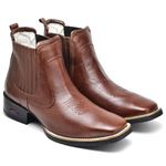 Bota Texana Bico Quadrado 2042 Masculina Em Couro Telha