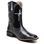 Bota Texana Preto Com Bordado Fé Masculina Cano Longo 2508