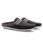 Mule Masculino Estilo Mocassim Com Sola Costurada Em Camurça Preto 110-db