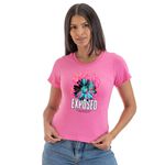 Camiseta Feminina T-shirts Flor com Fogo Exposed - Rosa