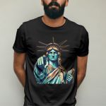 Camiseta Básica Masculina Estátua Da Liberdade New York 100% Algodão Premium - Preto