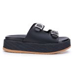 Sandália Plataforma Feminina Aura Com Fivelas Ajustáveis 910-GG - Preto