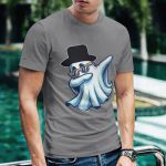 Camiseta Básica Masculina Fantasma De Cartola Ghost 100% Algodão Premium - Chumbo